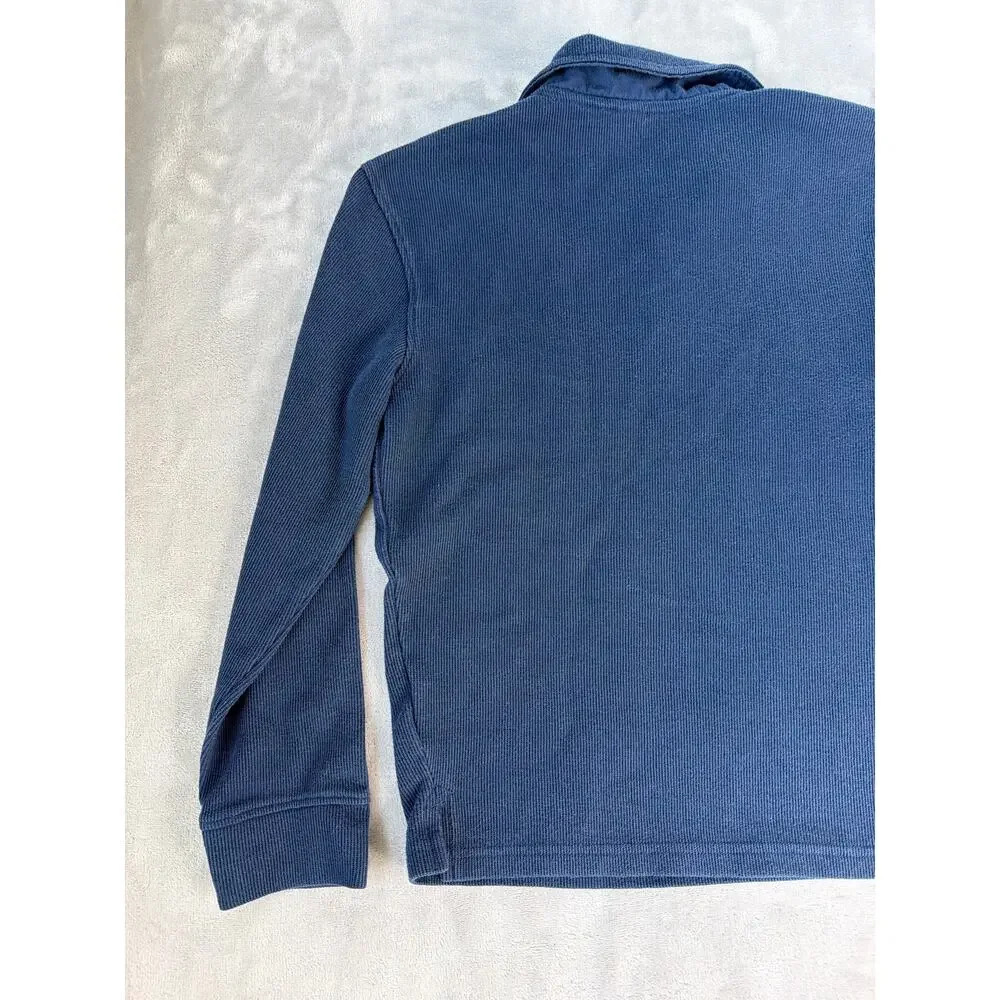 Old Navy Boys Long Sleeve Polo Shirt Navy Blue Uniform Soft Size Large 10-12